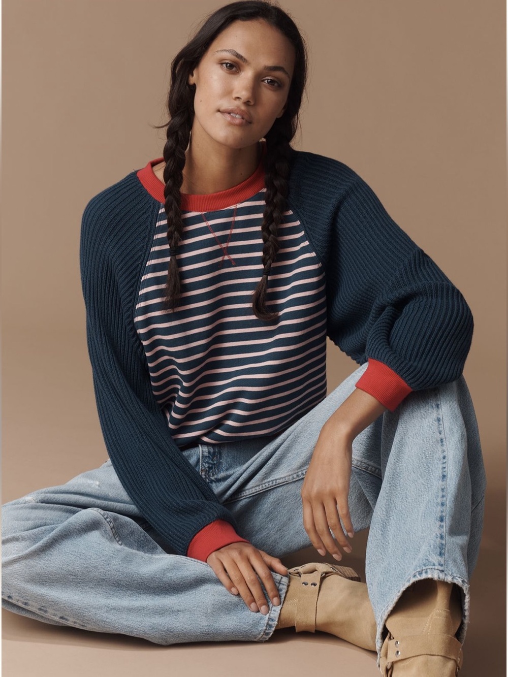 The Niki Knit-Sleeve Bubble Sweatshirt